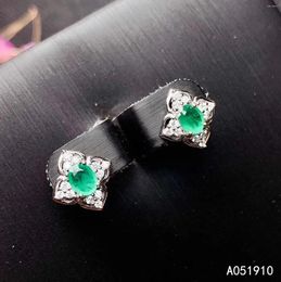 Stud Earrings KJJEAXCMY Boutique Jewelry 925 Sterling Silver Inlaid Natural Emerald Women's Support Detection Fashion Girls' Party