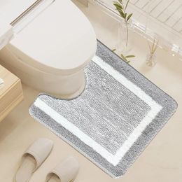 Bath Mats U-shaped 50 60 Cm Bathroom Mat Soft Fluff Snowflake Velvet Non-slip Floor Water Absorbing Rug Toilet Carpet Home Accessor