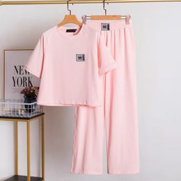 Miss Xiang Sportswear suit Women's New Casual Young Slimming Wide-leg Trousers Stylish Fashion Two-piece Set