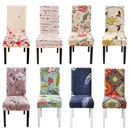 Chair Covers Printed Dining Cover Spandex Elastic Stretch Seat Slipcovers For Chairs Kitchen El Banquet Living Room Home Decoration