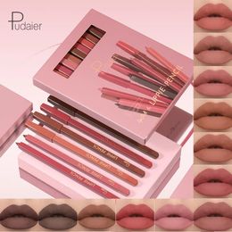 12 Colour Matte Lipstick Pen Set Nude Pink Matte Solid Lip Gloss Waterproof Long Lasting Lipstick Pencil Lip Liner Pen Lip Makeup 240323