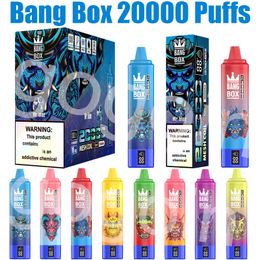 Bang Box 20000 Puffs Disposable Vape E Cigarettes Smart Screen 0% 2% 3% 5% Puff 20k 35ml Prefilled Pod Mesh Coil 850mah Rechargeable Battery Vaper Digital Display Pen