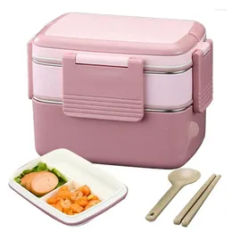 Dinnerware Stackable Lunch Box 304 Stainless Steel Portable Double-layer Sealed For School Picnic Fitness