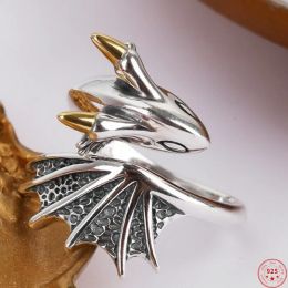 Rings S925 Sterling Silver Rings for Women 2023 New Women's Fashion Little Flying Dragon Adjustable Pure Argentum Hand Jewelry