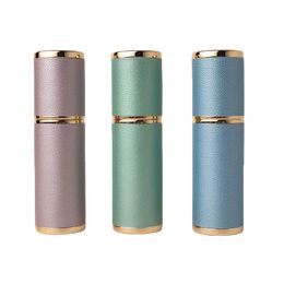 Luxury leather perfume bottles 6ml fine mist atomizer spray bottle with gold pump glass inner bladder