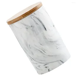 Storage Bottles 1Pc Ceramic Box Marble Pattern Canister With Lid Household Jar
