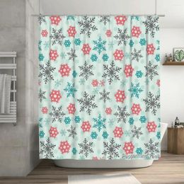 Shower Curtains Snowflakes And Polka Dots In Mint Green Red Curtain 72x72in With Hooks Personalized Pattern Lover's Gift