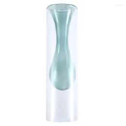 Vases Glass Vase Green Double-Wall Cylindrical Hydroponic Decoration Nordic Aesthetics