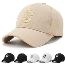 Ball Caps Women C Letter Embroidery Baseball Cap Solid Colour Adjustable Sun Hat Men Casual Snapback Hip Hop