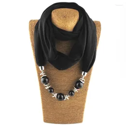 Scarves Womens Fashion Neckerchief For Infinity Ring Scarf Necklaces Ethnic Solid Color Beads Jewelry Shawl Clothing Accessories