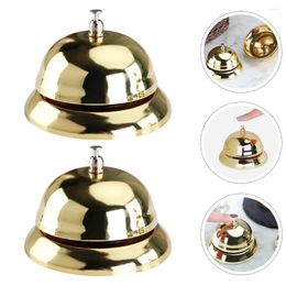 Party Supplies 2Pcs Reception Desk Bell Hand Pressing Restaurant Service Bells (Golden)