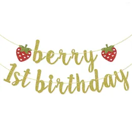Party Decoration Berry First Birthday Glitter Strawberry Banner 1st Decor Garland One Year Old