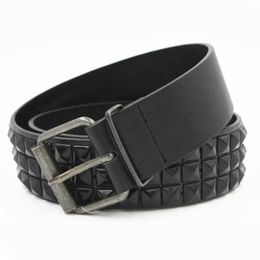 Belts Black Fashion Rhinestone Rivet Belt with Mens and Womens Studs Belt with Punk Buckle Free Delivery Q240401