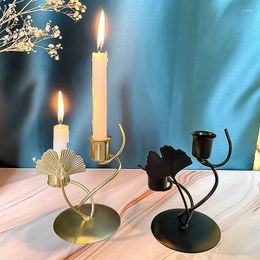 Candle Holders European Metal Leaf Candlestick Romantic Gold Color Holder For Wedding Party Table Decoration Home Bedroom Ornaments