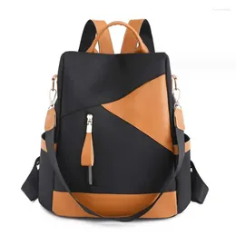 School Bags Women's Backpack 2024 Outdoor Travel Schoolbag Female Oxford Fabric Patchwork Shoulder Bag Handbag
