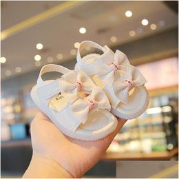 Sandals Summer Korean Style Baby Kawaii Bowtie Girls Toddler Shoes Soft Sole Antislip Infant 1 Year First Walkers 240321 Drop Delivery Ot964