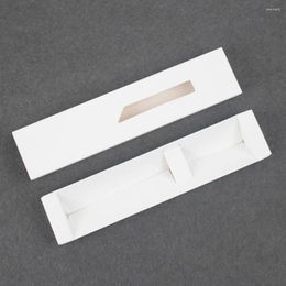 Gift Wrap 200pcs Drawer Boxes Display Kraft Paper Box With Clear Frosted Window Cosmetic Package Pen Brush