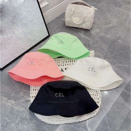 Wide Brim & Hats Women Candy Colour Summer Designer Bucket Hat Vacation Travel Sunshade Crystal Letter Print 4 Colours W