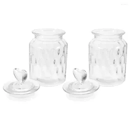 Storage Bottles 2 Pcs Glass Jar With Lid Can Food Airtight Cover Grains Loose Tea Containers