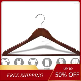 Hangers International Hanger Walnut Wood Suit With Solid Bar 100 Pack