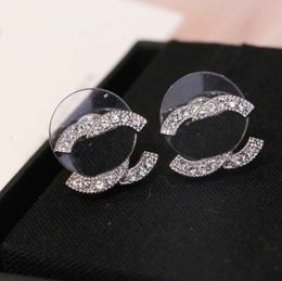 Luxury quality charm stud earring with diamond in silver plated have stamp box simple designer Jewellery PS3355B
