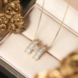 Fashion High Quality Horse Buckle Necklace Pig NoseMicro set zircon letter H Tiktok same style lady temperament fresh light luxury necklace cwith logo