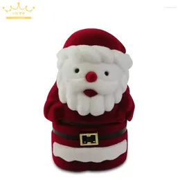 Jewelry Pouches Santa Claus Ring Box Velvet Storage Small Ear Stud Holder Surprise Party Gift Packaging Boxes Wholesale