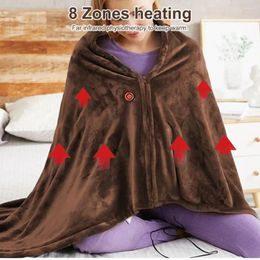 Blankets Soft Throw Adjustable Temperature Usb Blanket Shawl With One-touch Control Wearable Electric Heating Poncho For Women Portable