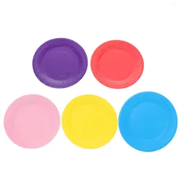 Disposable Dinnerware 50 Pcs Kids Plate Color Paper Plates For Parties Cake Christmas Child