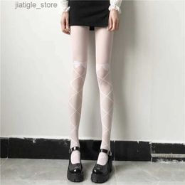 Sexy Socks Forked lace bow white stockings for womens spring/summer thin pantyhose cute and sexy black silk Jk Y240401
