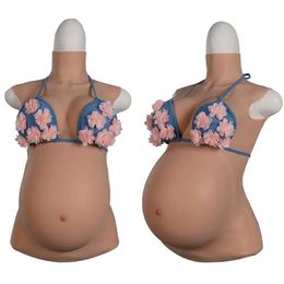 Breast Pad Silicone Pregnant Belly Simulation Belly 4-9 Month Male to Female Baby Bump Pregnant Props With Fake Boobs For Cosplay 240330