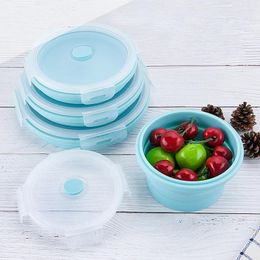 Storage Bottles Round Silicone Food Bowls Collapsible Lunch Containers With Lids Airtight Vacuum Seal Microwave Freezer And Dishwasher