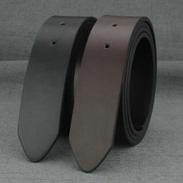 Belts New high-quality buckle free belt for mens fashionable 3.7cm wide denim black belt coffee casual leather belt Q240401