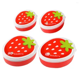 Dinnerware 4 Pcs Plastic Sandwich Container Strawberry Crisper Office Lunch Holder Portable Bento Outdoor Case Student