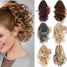 Synthetic Wigs MEIFAN Synthetic Short Wavy Claw Ponytail Clip In Hair Black Brown Pony Tail Clip In Hair Tail Natural False Hairpiece Y240401