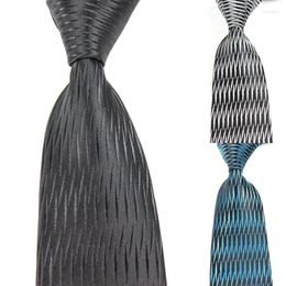 Bow Ties Classic Solid Striped Black Purple Tie JACQUARD WOVEN Silk 8cm Men's Necktie Business Wedding Party Formal Neck