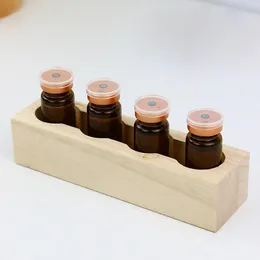 Storage Boxes Essential Oil Holders Oils Organiser Rack 4 Holes Wooden Tabletop