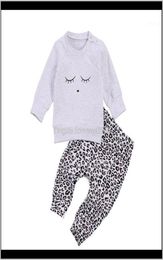 Sets Clothing Baby Kids Maternity Drop Delivery 2021 2Pcs Born Baby Suit Long Sleeve Round Neck Top Leopard Print Loose Trouser8864816