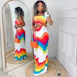 Casual Dresses Women's Sexy Slim Fit Printed Dress Waist Wrap Hip Long Elegant Spring Summer Fashion