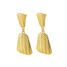 2024 New atmospheric and high-end earrings for women 18K gold rust steel irregular geometric earrings long woven earrings