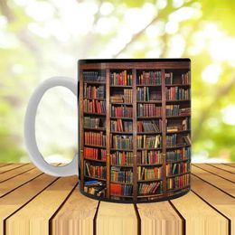 Mugs 3D Library Bookshelf Ceramic Mug Cup Creative Multi-Purpose Coffee Study Milk Home Table Decoration For Women & Men