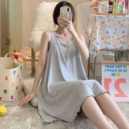 Sexy Pyjamas Women Cute Nightgown Pyjamas Milk Silk Solid Colour Sleepwear V Neck Lingerie Sexy Spaghetti Strap Nightwear Girls Homewear Dress 240330