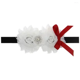 Hair Accessories 10 Pcs/lot 11.5 6.5cm Christmas Chiffon Rhinestone Flower And Bow With Headband Apparel
