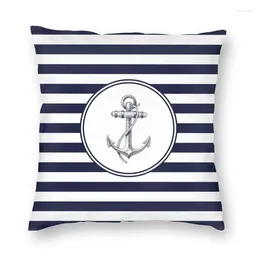 Pillow Anchor And Navy Blue Stripes Cover Nautical Sailor Floor Case For Living Room Cool Pillowcase Home Decoration