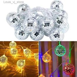 LED Strings small Disco ball Christmas atmosphere lights flashing string light bulb dormitory decorate ins bead USB lamp YQ240401