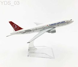 Aircraft Modle 1 400 Turkish Airlines Boeing 777 Aircraft Model Metal Simulation Airliner Alloy Static Decoration Aeroplane Model YQ240401