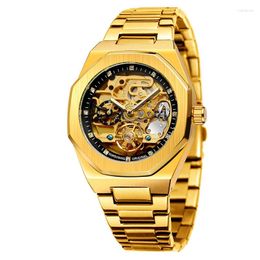 Wristwatches Octagonal Dial Gold Precision Steel Strap Ditona Mechanical Self Movement Men's Watch