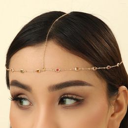 Hair Clips QIAMNI Bridal Crystal Forehead Chain Headwear Wedding Accessories Elegant Headband Zircon Chains Jewellery For Women Girls