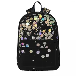 Backpack Black And Holographic Sparkle Woman Backpacks Boys Bookbag Casual Children School Bags Portability Laptop Rucksack Shoulder Bag