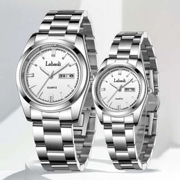 Explore Watch Lapoli -Ehepaar Solid Edelstahlband Männer minimalistische Frauen Nachtglühen wasserdichte Uhr